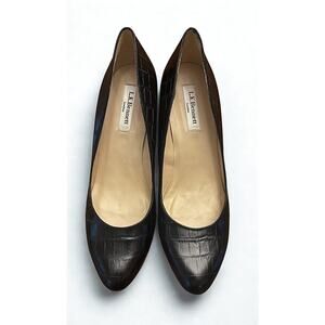 L.K. Bennett London Sersha Pumps Black Croc, Size EU 39.5 (US ~9.5)